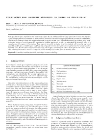 Strategies for On-Orbit Assembly of Modular Spacecraft