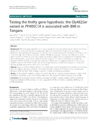 Testing the Thrifty Gene Hypothesis: the Gly482ser