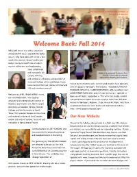 Welcome Back: Fall 2014
