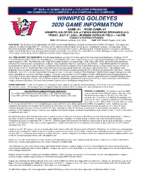 Winnipeg Goldeyes 2020 Game Information