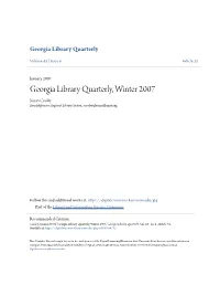 Georgia Library Quarterly, Winter 2007 Susan Cooley Sara Hightower Regional Library System, Scooley@Romelibrary.Org