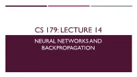 Neural Networks and Backpropagation