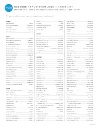Snow Show 2020 Store List