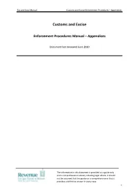 Customs and Excise Enforcement Procedures Manual