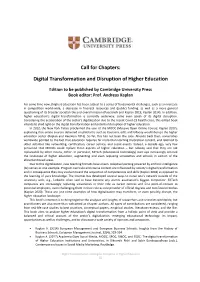 Digital Transformation and Disruption of Higher Education