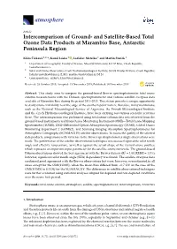 Intercomparison of Ground- and Satellite-Based Total Ozone Data Products at Marambio Base, Antarctic Peninsula Region