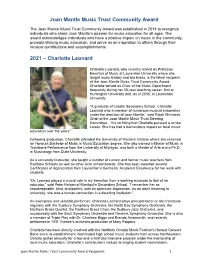 Joan Mantle Music Trust Community Award 2021