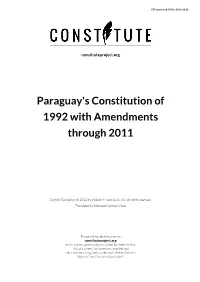 Paraguay's Constitution of 1992 with Amendments Through 2011
