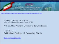 Pollination Ecology of Flowering Plants