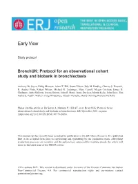 Protocol for an Observational Cohort Study and Biobank in Bronchiectasis