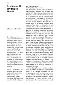 Stalin and the Hydrogen Bomb 49 a Bomb Seemed Completely Unreal