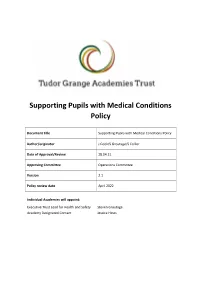 Supporting Pupils with Medical Conditions Policy
