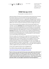 WINE Talk: April 2018
