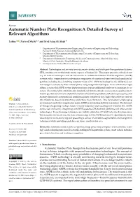 Automatic Number Plate Recognition:A Detailed Survey of Relevant Algorithms