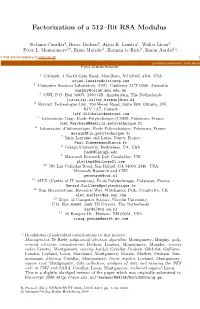 Factorization of a 512–Bit RSA Modulus?
