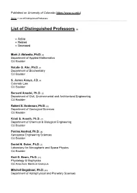 List of Distinguished Professors