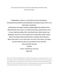UBC Social Ecological Economic Development Studies (SEEDS) Sustainability Program Student Research Report Mobility Patterns, Ex