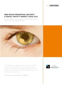 Web Fraud Prevention, Security & Digital Identity Market Guide 2013