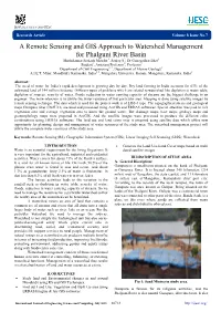 A Remote Sensing and GIS Approach to Watershed Management For