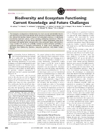 Biodiversity and Ecosystem Functioning: Current Knowledge and Future Challenges M