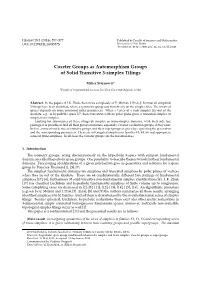 Coxeter Groups As Automorphism Groups of Solid Transitive 3-Simplex Tilings