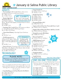 January @ Salina Public Library Your Connection ADULTS ▪ Using Chromebooks Jan
