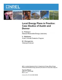 Local Energy Plans in Practice: Case Studies of Austin and Denver D