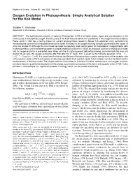 Oxygen Evolution in Photosynthesis: Simple Analytical Solution for the Kok Model
