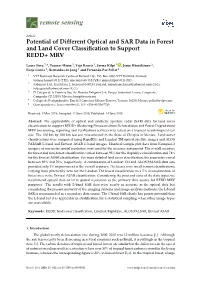 Potential of Different Optical and SAR Data in Forest and Land Cover Classiﬁcation to Support REDD+ MRV