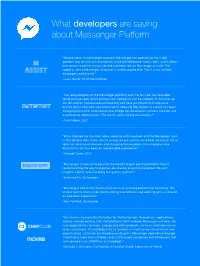 What Developers Are Saying About Messenger Platform
