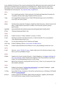 A Non-Definitive List of Most of the Concerts and Work (And the Odd Function) Presented, Promoted and Performed by the Bach Society of Queensland and the Bach Choir