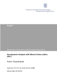 Aerodynamic Analysis with Athena Vortex Lattice (AVL)