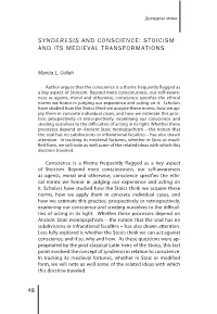 Synderesis and Conscience: Stoicism and Its Medieval Transformations