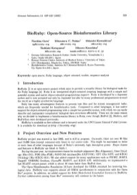 2 Project Overview and New Features Bioruby Project Was Started in Late
