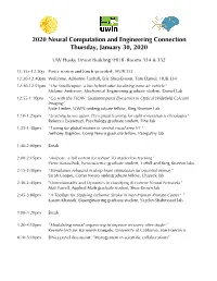 2020 Neural Computation and Engineering Connection Thursday, January 30, 2020
