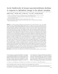 Arctic Biodiversity of Stream Macroinvertebrates Declines in Response to Latitudinal Change in the Abiotic Template