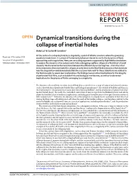 Dynamical Transitions During the Collapse of Inertial Holes Jiakai Lu1 & Carlos M Corvalan2