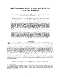 How Technologies Shaped Beyond-Low-Earth-Orbit Exploration Roadmaps