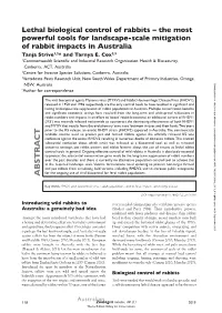 Lethal Biological Control of Rabbits–The Most Powerful Tools For