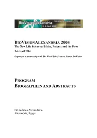 Program Biographies and Abstracts