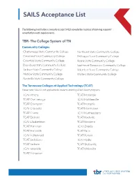 SAILS Acceptance List