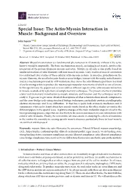The Actin-Myosin Interaction in Muscle: Background and Overview