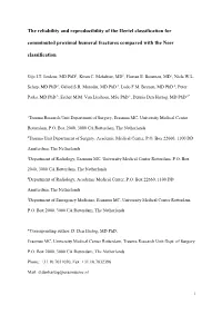 The Reliability and Reproducibility of the Hertel Classification for Comminuted Proximal Humeral Fractures Compared with The