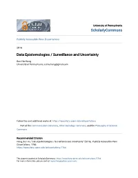 Data Epistemologies / Surveillance and Uncertainty
