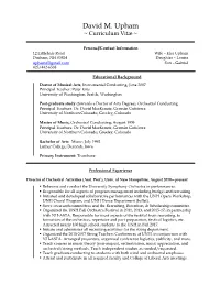 David Upham Curriculum Vitae