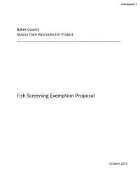 Fish Screening Exemption Proposal