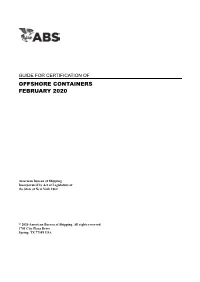 Guide for Certification of Offshore Containers 2020