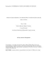 Interpersonal Justice and Workplace Deviance