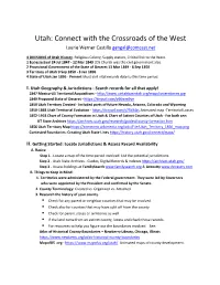 Utah: Connect with the Crossroads of the West Laurie Werner Castillo Gengal@Comcast.Net