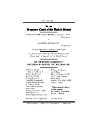 Credit Suisse Securities V. Simmonds (Brief in Opposition).Pdf